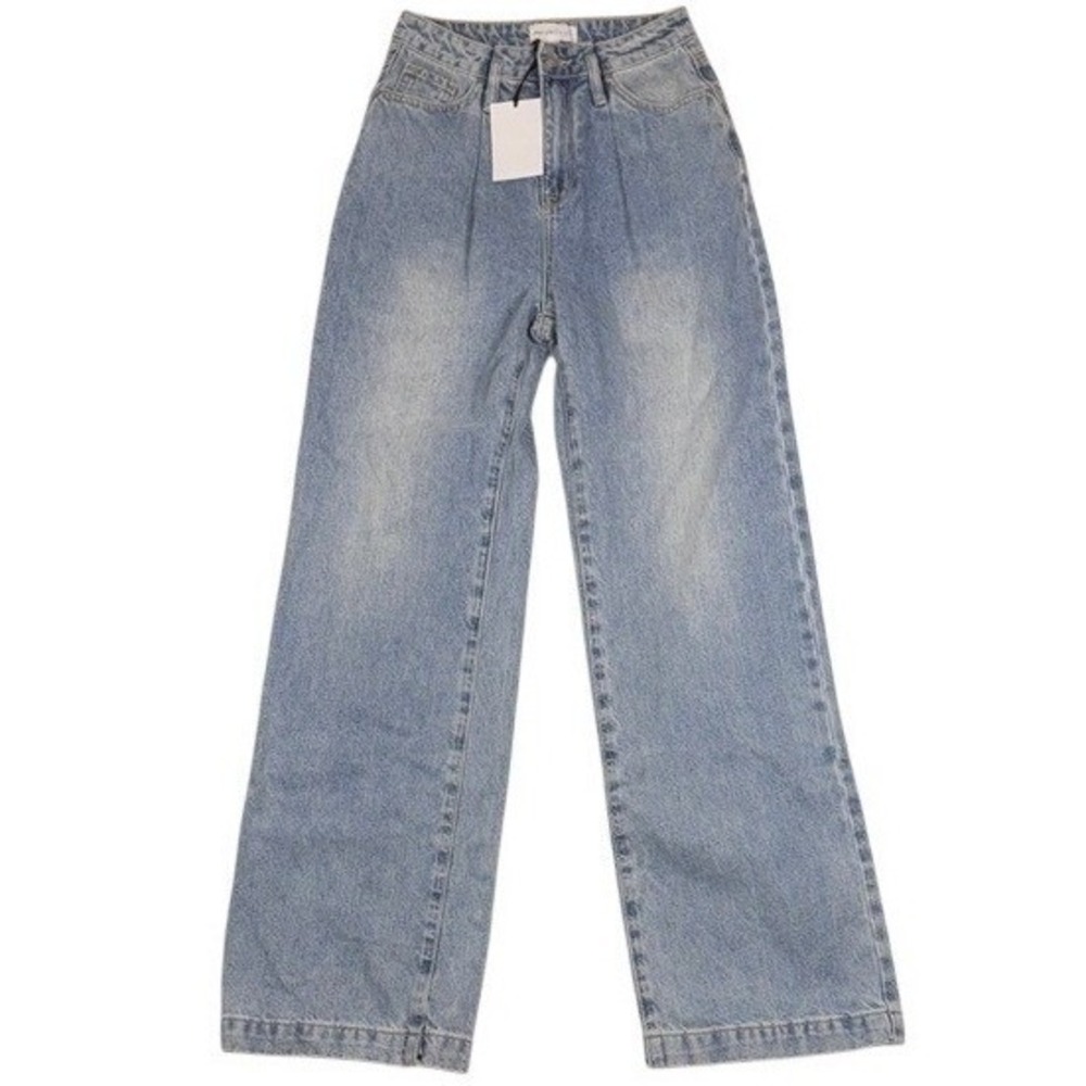Grey Lab Jeans Womens 24 High Waist Jean JJ1016P Light Denim Wide Leg NEW